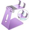 OMOTON Adjustable Cell Phone Stand, C2 Aluminum Desktop Phone Holder Dock Compatible with iPhone 15 14 13 Xs XR 8 Plus 7 6, Samsung Galaxy, Google Pixel, Android Phones, Black(Purple)