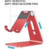 OMOTON Adjustable Cell Phone Stand, C2 Aluminum Desktop Phone Holder Dock Compatible with iPhone 15 14 13 Xs XR 8 Plus 7 6, Samsung Galaxy, Google Pixel, Android Phones, Black(Red)