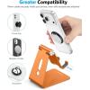 OMOTON Adjustable Cell Phone Stand, C2 Aluminum Desktop Phone Holder Dock Compatible with iPhone 15 14 13 Xs XR 8 Plus 7 6, Samsung Galaxy, Google Pixel, Android Phones, Black(Orange)
