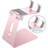 OMOTON Adjustable Cell Phone Stand, C2 Aluminum Desktop Phone Holder Dock Compatible with iPhone 15 14 13 Xs XR 8 Plus 7 6, Samsung Galaxy, Google Pixel, Android Phones, Black(Rose Gold)