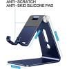 OMOTON Adjustable Cell Phone Stand, C2 Aluminum Desktop Phone Holder Dock Compatible with iPhone 15 14 13 Xs XR 8 Plus 7 6, Samsung Galaxy, Google Pixel, Android Phones, Black(Navy Blue)
