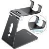 OMOTON Adjustable Cell Phone Stand, C2 Aluminum Desktop Phone Holder Dock Compatible with iPhone 15 14 13 Xs XR 8 Plus 7 6, Samsung Galaxy, Google Pixel, Android Phones, Black(Black)