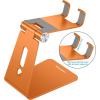 OMOTON Adjustable Cell Phone Stand, C2 Aluminum Desktop Phone Holder Dock Compatible with iPhone 15 14 13 Xs XR 8 Plus 7 6, Samsung Galaxy, Google Pixel, Android Phones, Black(Orange)