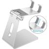 OMOTON Adjustable Cell Phone Stand, C2 Aluminum Desktop Phone Holder Dock Compatible with iPhone 15 14 13 Xs XR 8 Plus 7 6, Samsung Galaxy, Google Pixel, Android Phones, Black(Silver)
