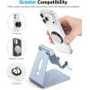 OMOTON Adjustable Cell Phone Stand, C2 Aluminum Desktop Phone Holder Dock Compatible with iPhone 15 14 13 Xs XR 8 Plus 7 6, Samsung Galaxy, Google Pixel, Android Phones, Black(Light Blue)