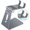 OMOTON Adjustable Cell Phone Stand, C2 Aluminum Desktop Phone Holder Dock Compatible with iPhone 15 14 13 Xs XR 8 Plus 7 6, Samsung Galaxy, Google Pixel, Android Phones, Black(Grey)