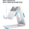 OMOTON Adjustable Cell Phone Stand, C2 Aluminum Desktop Phone Holder Dock Compatible with iPhone 15 14 13 Xs XR 8 Plus 7 6, Samsung Galaxy, Google Pixel, Android Phones, Black(Silver)