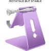 OMOTON Adjustable Cell Phone Stand, C2 Aluminum Desktop Phone Holder Dock Compatible with iPhone 15 14 13 Xs XR 8 Plus 7 6, Samsung Galaxy, Google Pixel, Android Phones, Black(Purple)