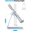 OMOTON Adjustable Cell Phone Stand, C2 Aluminum Desktop Phone Holder Dock Compatible with iPhone 15 14 13 Xs XR 8 Plus 7 6, Samsung Galaxy, Google Pixel, Android Phones, Black(Light Blue)