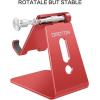 OMOTON Adjustable Cell Phone Stand, C2 Aluminum Desktop Phone Holder Dock Compatible with iPhone 15 14 13 Xs XR 8 Plus 7 6, Samsung Galaxy, Google Pixel, Android Phones, Black(Red)