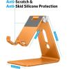 OMOTON Adjustable Cell Phone Stand, C2 Aluminum Desktop Phone Holder Dock Compatible with iPhone 15 14 13 Xs XR 8 Plus 7 6, Samsung Galaxy, Google Pixel, Android Phones, Black(Orange)
