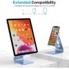 OMOTON Adjustable Tablet Stand for Desk, Upgraded Longer Arms for Greater Stability, T2 Tablet Holder with Hollow Design for Bigger Sized Phones and Tablets Such as iPad Pro/Air/Mini, Silver(Blue)