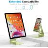 OMOTON Adjustable Tablet Stand for Desk, Upgraded Longer Arms for Greater Stability, T2 Tablet Holder with Hollow Design for Bigger Sized Phones and Tablets Such as iPad Pro/Air/Mini, Silver(Green)