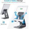 OMOTON Adjustable Tablet Stand for Desk, Upgraded Longer Arms for Greater Stability, T2 Tablet Holder with Hollow Design for Bigger Sized Phones and Tablets Such as iPad Pro/Air/Mini, Silver(Black)
