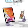 OMOTON Adjustable Tablet Stand for Desk, Upgraded Longer Arms for Greater Stability, T2 Tablet Holder with Hollow Design for Bigger Sized Phones and Tablets Such as iPad Pro/Air/Mini, Silver(Purple)