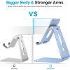 OMOTON Adjustable Tablet Stand for Desk, Upgraded Longer Arms for Greater Stability, T2 Tablet Holder with Hollow Design for Bigger Sized Phones and Tablets Such as iPad Pro/Air/Mini, Silver(Blue)