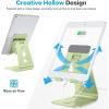 OMOTON Adjustable Tablet Stand for Desk, Upgraded Longer Arms for Greater Stability, T2 Tablet Holder with Hollow Design for Bigger Sized Phones and Tablets Such as iPad Pro/Air/Mini, Silver(Green)