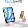 OMOTON Adjustable Tablet Stand for Desk, Upgraded Longer Arms for Greater Stability, T2 Tablet Holder with Hollow Design for Bigger Sized Phones and Tablets Such as iPad Pro/Air/Mini, Silver(Rose Gold)