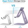OMOTON Adjustable Tablet Stand for Desk, Upgraded Longer Arms for Greater Stability, T2 Tablet Holder with Hollow Design for Bigger Sized Phones and Tablets Such as iPad Pro/Air/Mini, Silver(Purple)