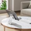 OMOTON Adjustable Tablet Stand for Desk, Upgraded Longer Arms for Greater Stability, T2 Tablet Holder with Hollow Design for Bigger Sized Phones and Tablets Such as iPad Pro/Air/Mini, Silver(Silver)