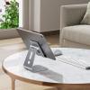 OMOTON Adjustable Tablet Stand for Desk, Upgraded Longer Arms for Greater Stability, T2 Tablet Holder with Hollow Design for Bigger Sized Phones and Tablets Such as iPad Pro/Air/Mini, Silver(Grey)