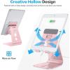 OMOTON Adjustable Tablet Stand for Desk, Upgraded Longer Arms for Greater Stability, T2 Tablet Holder with Hollow Design for Bigger Sized Phones and Tablets Such as iPad Pro/Air/Mini, Silver(Rose Gold)