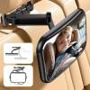 OMOTON Baby Car Mirror, Safety Car Mirror with Retractable Arm & Wide Crystal Rearview for Backseat, 360° Adjustable & Shatterproof, Easy Install Baby Essentials