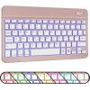 OMOTON Bluetooth Keyboard, Backlight Wireless Rechargeable Keyboard for iPad, iPad Pro, iPad mini, iPad Air with Illuminated LED (White)(Rose Gold)