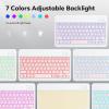 OMOTON Bluetooth Keyboard, Backlight Wireless Rechargeable Keyboard for iPad, iPad Pro, iPad mini, iPad Air with Illuminated LED (White)(White Pink)