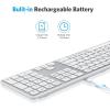 OMOTON Bluetooth Keyboard Compatible with Mac, with Numeric Keypad, Rechargeable Wireless Keyboard Compatible with MacBook Pro/Air, iMac, Mac mini/Pro Laptop and PC (Silver)(Silver)