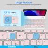 OMOTON Bluetooth Keyboard for Tablet/Android/Windows/iOS, with 7 Colors Backlight Rechargeable Wireless Keyboard Compatible with Galaxy Tab A9+/A9+ Plus/S9/S9 Plus/S9 FE, White(Pink)