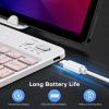 OMOTON Bluetooth Keyboard for Tablet/Android/Windows/iOS, with 7 Colors Backlight Rechargeable Wireless Keyboard Compatible with Galaxy Tab A9+/A9+ Plus/S9/S9 Plus/S9 FE, White(Pink)