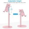 OMOTON Cell Phone Stand, Angle Height Adjustable Phone Stand, Aluminum Desktop Phone Holder Dock Stand for Desk, Compatible with iPhone 17 Pro Max, All Smartphones and Tablets(4-11”),Gold(rose gold)