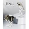 OMOTON Cell Phone Stand for Desk, 2 Pack Adjustable Foldable Phone Holder, 360 Swivel Mobile Stand Fit for iPhone 17 16 15 14 13 Pro Max and All Smart Phones, Black & White(White & White)