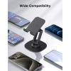 OMOTON Cell Phone Stand for Desk, 2 Pack Adjustable Foldable Phone Holder, 360 Swivel Mobile Stand Fit for iPhone 17 16 15 14 13 Pro Max and All Smart Phones, Black & White(Black & Black)