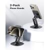 OMOTON Cell Phone Stand for Desk, 2 Pack Adjustable Foldable Phone Holder, 360 Swivel Mobile Stand Fit for iPhone 17 16 15 14 13 Pro Max and All Smart Phones, Black & White(Black & Black)