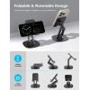 OMOTON Cell Phone Stand for Desk, 2 Pack Adjustable Foldable Phone Holder, 360 Swivel Mobile Stand Fit for iPhone 17 16 15 14 13 Pro Max and All Smart Phones, Black & White(Black & Black)