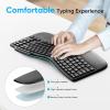 OMOTON Ergonomic Wireless Keyboard, Cushioned Wrist Rest, Rechargeable, USB Connectivity, Split Natural Typing, 2.4G Membrane Silent Keyboard for Windows/PC, Dark Black
