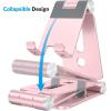OMOTON Foldable Cell Phone Stand, C4 Portable Aluminum Phone Holder, Adjustable Phone Dock Cradle Compatible with iPhone 17/16/15 Pro Max Air, Samsung Galaxy, Small Tablets, All Smart Phones, Silver(Rose Gold)
