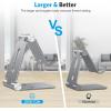 OMOTON Foldable Cell Phone Stand, C4 Portable Aluminum Phone Holder, Adjustable Phone Dock Cradle Compatible with iPhone 17/16/15 Pro Max Air, Samsung Galaxy, Small Tablets, All Smart Phones, Silver(Grey)
