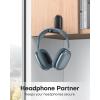 OMOTON Headphone Stand for Desk, Foldable Sticky Headset Stand Holder, Headphone Holder Hook Mount with Non-Slip Silicone, PC Gaming Accessories for Airpods Max, All Earphones- Black