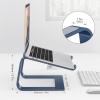 OMOTON Laptop Stand, Detachable Laptop Mount, Aluminum Laptop Holder Stand for Desk, Compatible with MacBook Air/Pro, Dell, HP, Lenovo and All Laptops (11-16 inch), Silver(DeepNavy)
