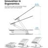 OMOTON Laptop Stand for Desk, Ergonomic Metal Adjustable Laptop Stand, Laptop Holder Riser with Cooling Function, Computer Stand Compatible with MacBook and All Laptops (10-17.2 inch), Silver