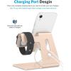 OMOTON Stand for Apple Watch – 2 in 1 Universal Desktop Stand Holder (Not Include Charger) for All iPhone 15 14 13 12 and Apple Watch Series 9/8/SE2/7/6/SE/5/4/3/2 (Both 38/40/41/42/44/45mm)-Black(Gold)