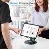 OMOTON Swivel Tablet Stand for iPad with 360 Rotating Base, Foldable Adjustable Holder for Drawing, Compatible with iPad Pro/Air/Mini and More, Silver(Black Gray)