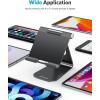 OMOTON Tablet Stand Holder Adjustable, T1 Desktop Aluminum Tablet Dock Cradle Compatible with iPad Air/Mini, iPad 10.2/9.7, iPad Pro 11/12.9/13, Samsung Tab and More Up to 13 inch, Silver(Black)