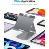 OMOTON Tablet Stand Holder Adjustable, T1 Desktop Aluminum Tablet Dock Cradle Compatible with iPad Air/Mini, iPad 10.2/9.7, iPad Pro 11/12.9/13, Samsung Tab and More Up to 13 inch, Silver(Grey)