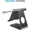 OMOTON Tablet Stand Holder Adjustable, T1 Desktop Aluminum Tablet Dock Cradle Compatible with iPad Air/Mini, iPad 10.2/9.7, iPad Pro 11/12.9/13, Samsung Tab and More Up to 13 inch, Silver(Black)