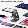 OMOTON Upgraded Aluminum Cell Phone Stand for Desk, C1 Durable Cellphone Dock with Protective Pads, Smart Stand Designed for iPhone17, 16/15/14/13 Pro Max Air, iPad mini, Android Phones,Rose Gold(Black)