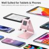 OMOTON Upgraded Aluminum Cell Phone Stand for Desk, C1 Durable Cellphone Dock with Protective Pads, Smart Stand Designed for iPhone17, 16/15/14/13 Pro Max Air, iPad mini, Android Phones,Rose Gold(Rose Gold)